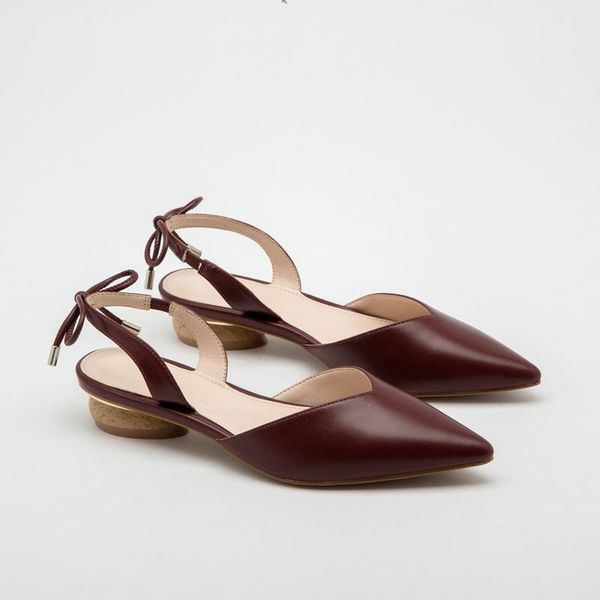 

large size baotou sandal women's thick heel 2020 summer fashion women's pointed toe back with bowknot slingback shoes, Black