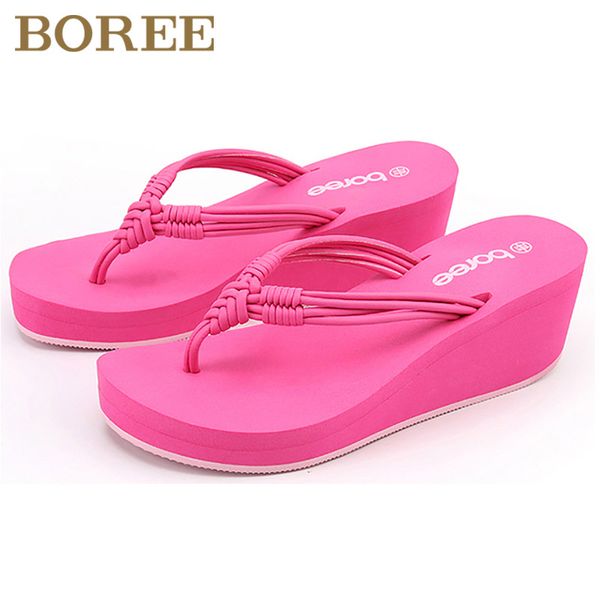 

boree new summer slippers casual wedges platform shoes flip flops holiday beach slippers sandals eva sapato feminino, Black