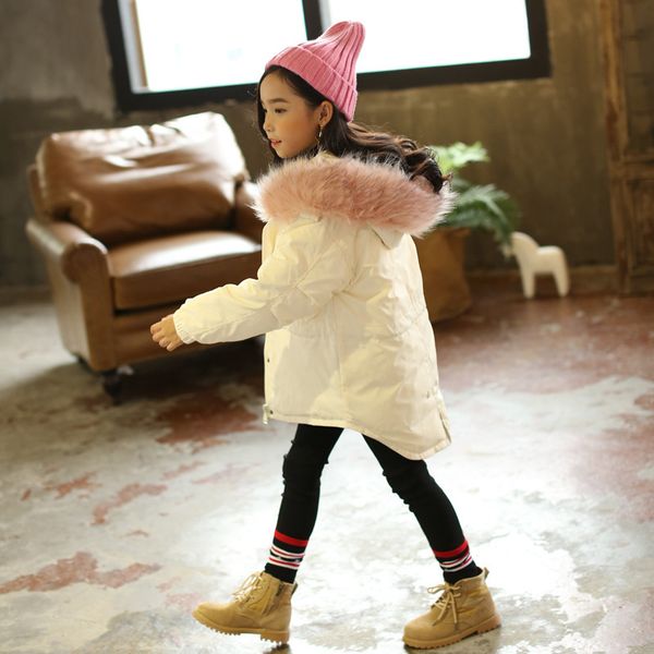 

girls padded cotton clothes winter 2018 new style korean-style children's garment cotton-padded jacket winter coat mid-length th, Blue;gray