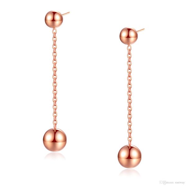 

мода розовое золото покрытием из нержавеющей стали длинные звенья цепи линии мяч падение мотаться серьги для женщин девочек, Golden;silver