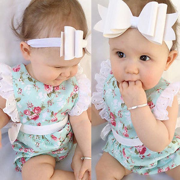 

kids baby girl clothes lace floral romper jumpsuit outfits one-pieces children jumpsuits baby clothes overalls for children, Blue