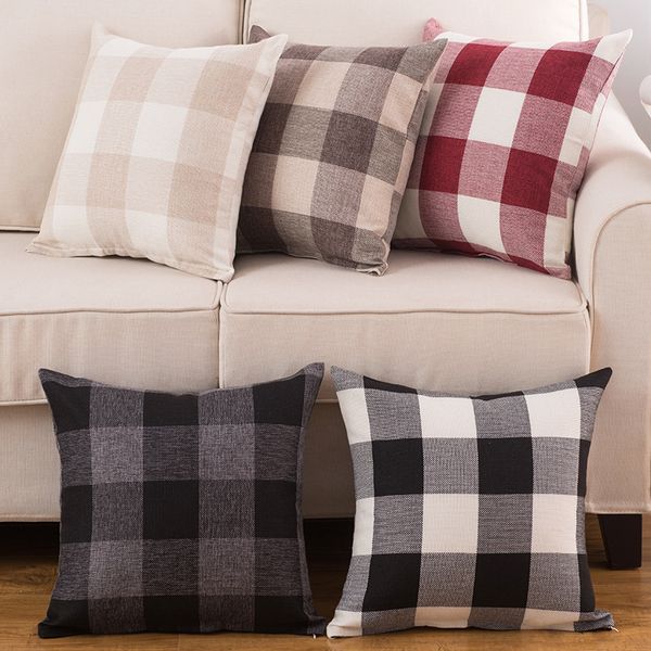 Explosion Checd Pillowcase Linen Classic Large Lattice Pillow Covers Promotional Gift Sofa Cushion Pillows 18inch Patio Set Cushions