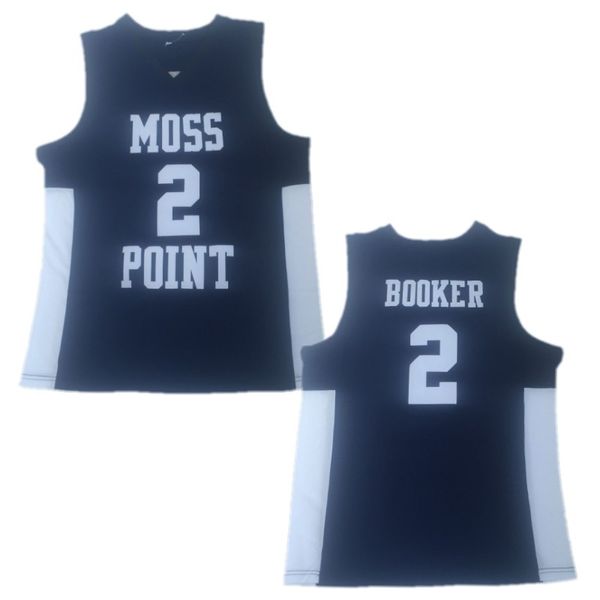 Баскетбол в колледже носит Moss Point #2 Devin Booker Баскетбольная рубашка Мужчина Девин Букер средней школы баскетбольные майки сшиты