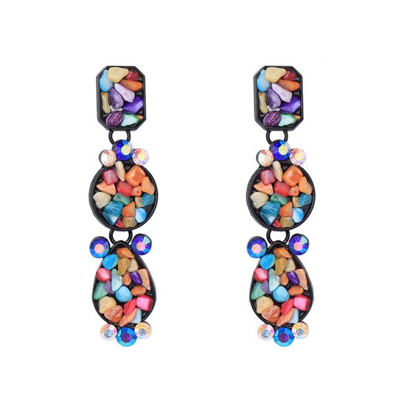 

fashion versatile bohemian earrings alloy inlaid artificial long earrings, Silver