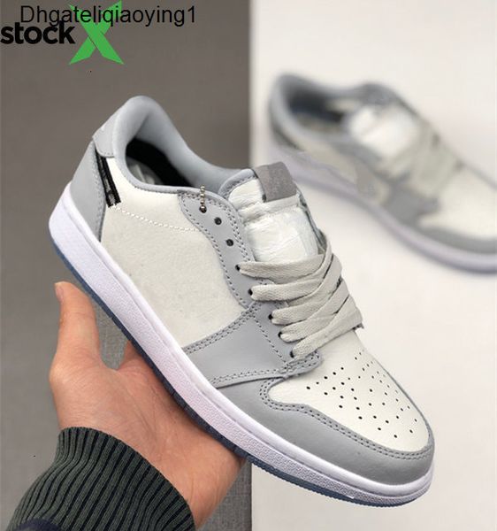 

wholesale with box 2020 new og grey white 1s i men women low basketball shoes outdoor trainers good quality size 36-45, Black
