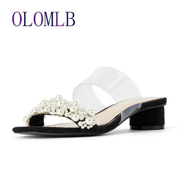 

women slides with pearls slippers cute fashion style ladies slippers and sandals comfortable casual beach shoes l018, Black