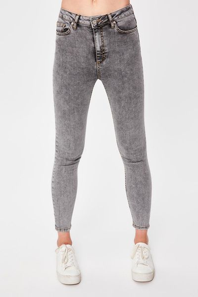 

trendyol anthracite-flushing high waist skinny jeans twoaw20je0179, Blue