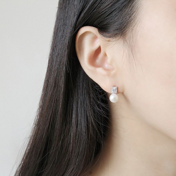 

fashion- silver earrings for women zirconia pendientes mujer moda 2018, freshwater pearl stud earrings oorbellen jewelry, Golden;silver