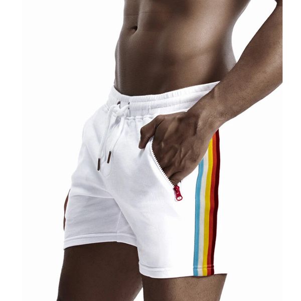 

центр спорт side нашивки мужские дизайнерские шорты сплошной цвет средний талии тонкий бег беговые брюки лето мужские короткие штаны, White;black