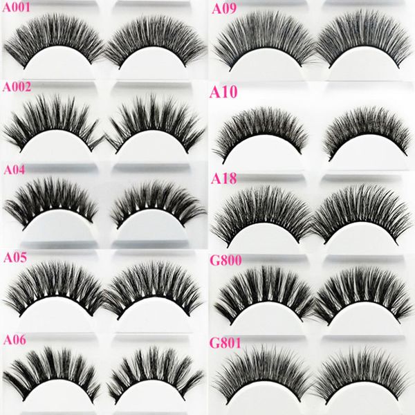 Vendas quentes de vison cílios postiços (5 pares) Natural ou Grosso EyeLash Falso Faixa Completa Handmade Extensão Dos Cílios Mascara Frete grátis