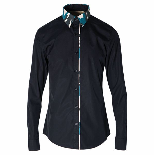 

cloth men's wear fang collar camouflage features wind men shirt brand shirt, White;black