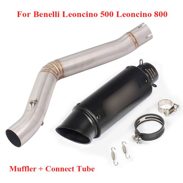 

slip on motorcycle exhaust system tip muffler escape middle link tube connect pipe for benelli leoncino 500 leoncino 800 trail