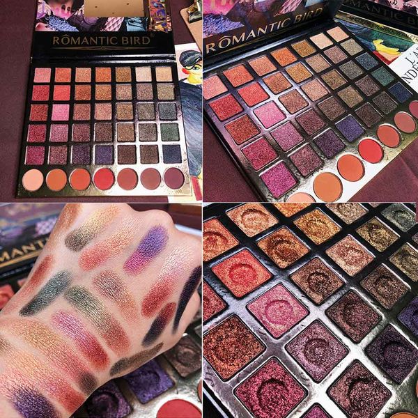 

romantic bird pro 42 colors shimmer matte eyeshadow palette pigmented metallic eye shadow kit makeup natural beauty eyeshadow