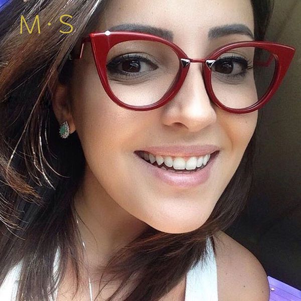 

ms cat eye glasses frames for women brand designer eyeglasses m nail clear lens glasses frame feminino gafas 97320, Black