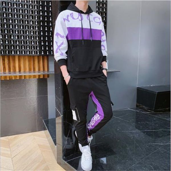 

mens casual tracksuits hommes jogger fit suits sweatshirts hoodies with long pants outfits fashion clothes sports, Gray