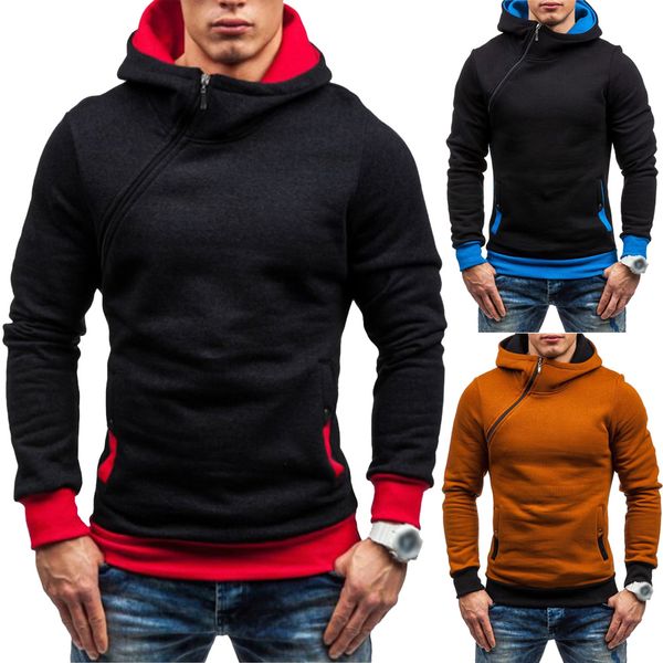 

long sleeve pullover casual tracksuit bias tape zipper autumn tops fabala sweatshirt teens clothing men hoodies, Black