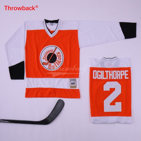 

Ogie Ogilthorpe #2 Slap Shot Syracuse Bulldogs Men Hockey jersey Sewn Orange Free Shipping Size S-3XL