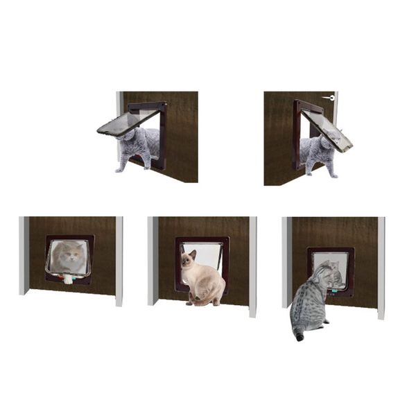 

intelligent control 4 way safe cat gate doors abs animal small pet cat dog door pet supplies flap door pet kitten door kennels pens