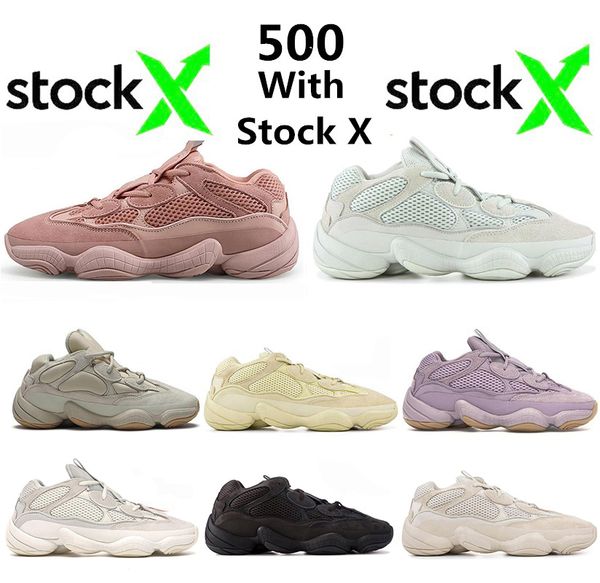 

new soft vision stone desert rat 500 kanye west running shoes bone white utility black salt super moon yellow sports sneakers 36-47