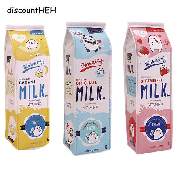 

cute kawaii stationery storage organizer school office supplies creative simulation milk box pencil bags for kids gift