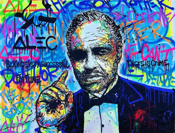 

alec monopoly oil painting on canvas graffiti wall decor the godfather -1 wall art home decor large picture 190921
