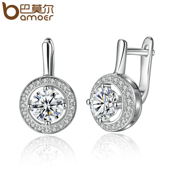 

bamoer new arrival silver color round shape full of love dangle earrings for women fashion jewelry yie106