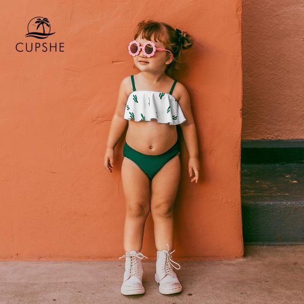 

cupshe green cacti print bikini sets for toddler girls and girls 2020 kids children swimsuits swim bathing suits 2-13 years