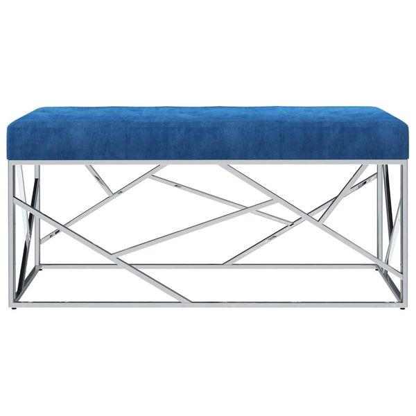 

bench 97 cm blue velvet and stainless steel garden sets