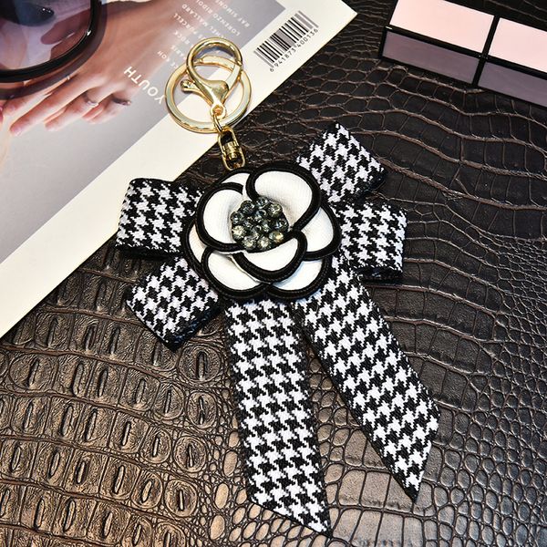 

bow knot flower tassel key chain leather keychain with rose alloy jewelry for women girl bag car key ring charms accessory 428wa, Silver