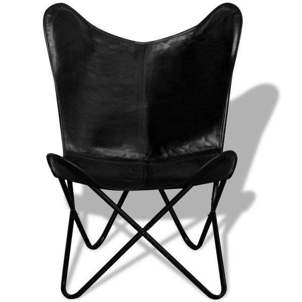 

black butterfly chair in genuine leather patio benches
