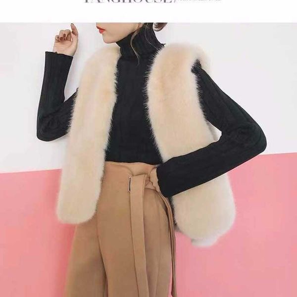 

nicemix furry women faux fur vest 2019 short style autumn belt gilet femme furry luxury robe retro women waistcoat faux fur vest, Black;white