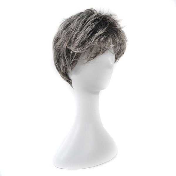 2019 Factory Price Men Fashion Black Short Hair Wavy Hairstyle Old