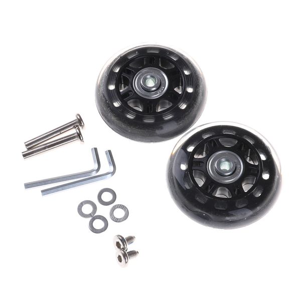 

1 pair 70x24mm gray metal rubber luggage wheel replacement luggage suitcase wheels od 70 2.76 inch id 6 w 24 axles 40 repair hot, Black