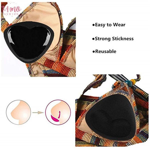 

lift cup chest pad swimwear women push up pads bikini accessories 2019 summer swimwear silicone bra pad nipple cover, White;black