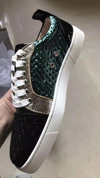 

brand red bottom sneakers man woman fashion designer low green rive holothurian party shoes with box cs03, Black