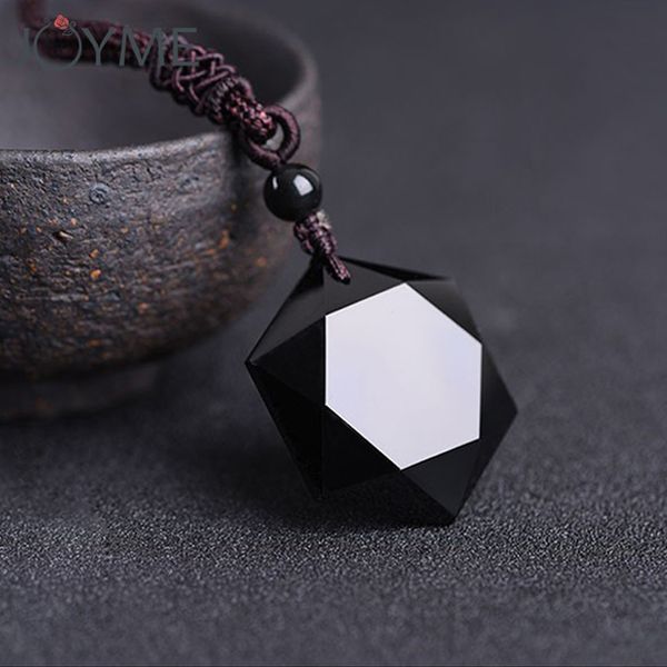 

dropshipping black obsidian hexagram necklace obsidian star of rongde pendant lucky love natural stone women men couple necklace, Silver