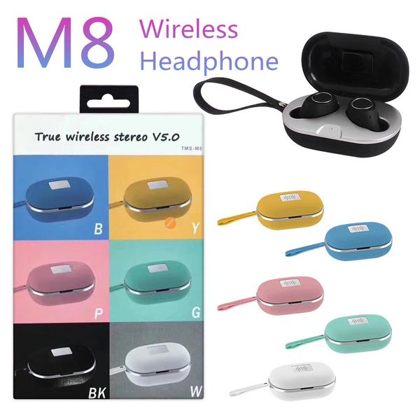 

m8 tws stereo true wireless handsmic headphones sport earbuds multi-color wireless bluetooth earphone multi-color with charging case re