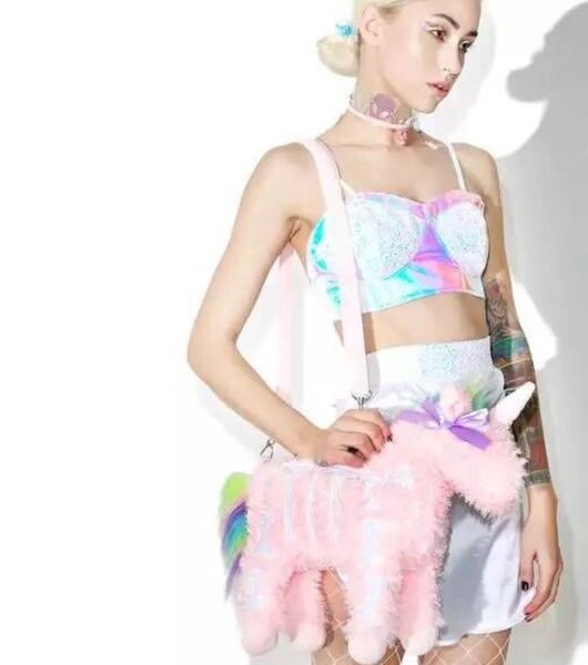 

unicorn satchel gothic lolita punk handbag messenger crossbody shoulder bag pink