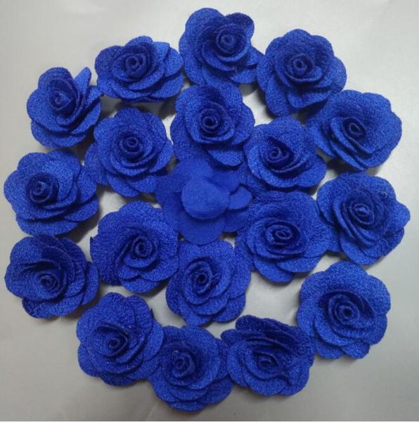 

100pcs/bag royal blue hand made dia 3.5cm silk rose artificial flower for wedding bouquet decoration flower diy hair accessoires