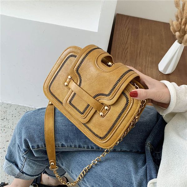 

women fashion chain shoulder bags flap 2020 handbags clutch ladies solid leather crossbody messenger bag 3 layer