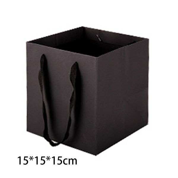 

6pcs birthday square bottom paper bag waterproof packing with ribbon handles bread gift party multifunctional flowers candy