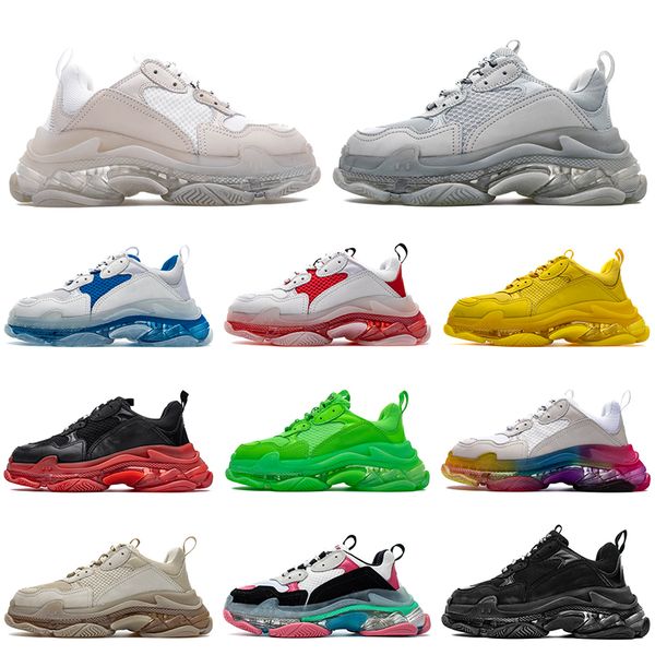 

luxury designer 17fw triple s adds a clear bubble midsole men women sports sneakers neon green rainbow casual dad shoes