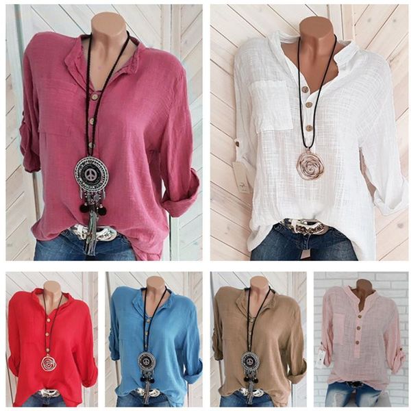 

plus size women t shirt half sleeve v-neck sweatshirt blouse spring summer t-shirt pullover fashion linen shirts blouses ladies clothing, White