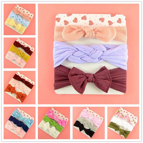 

3pcs/set newborn headband ribbon elastic baby headdress kids hair band girls bow fashion accessories, Golden;white