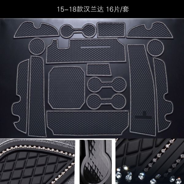 

for toyota highlander 15-18 non-slip mats gate slot pad interior pvc rubber door pad/cup mat
