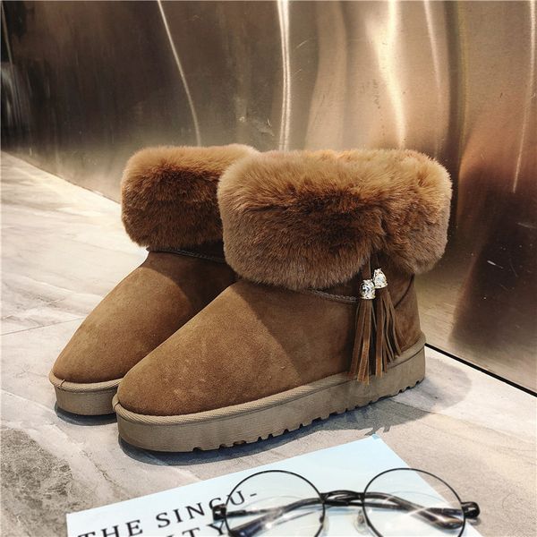 

lace up boots winter shoes for women boots-women australia booties woman 2019 low heel round toe elegant mid calf 2020 snow, Black