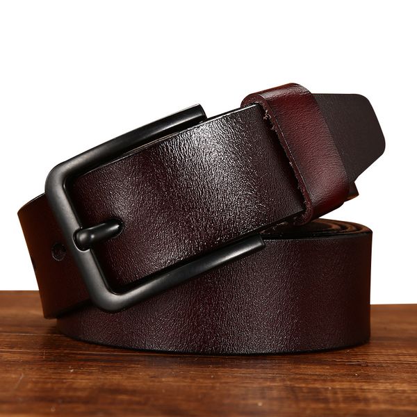 

dwts]new mens belts luxury cowhide genuine leather belt for men brand strap male pin buckle fancy vintage jeans, Black;brown