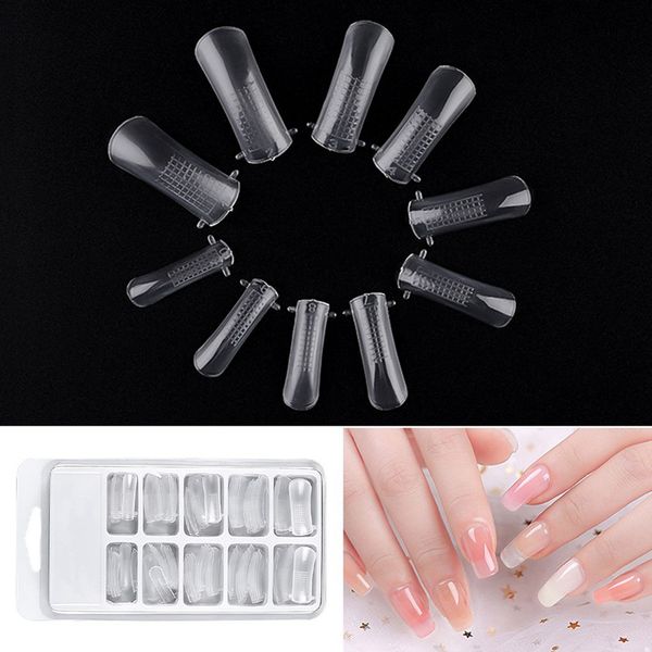 

100pcs false nails quick poly gel builder mold form finger extension uv tips clip manicure polygel tools new nails art design, Red;gold