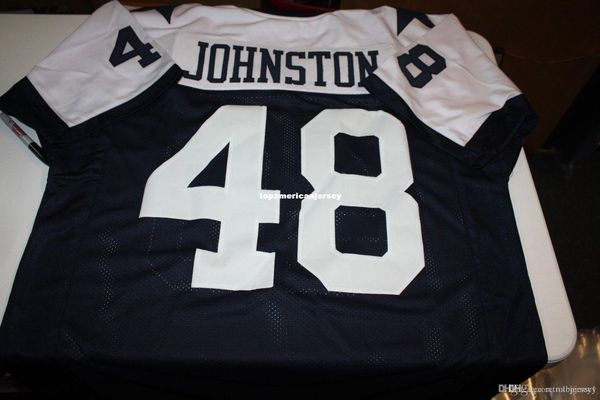 

retro #48 daryl johnston custom day mitchell & ness jersey blue stitching men's football jerseys rugby, Black;blue