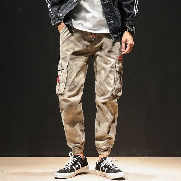 

multi pocket japanese hip hop joggers streetwear loose trousers men closed mouth harem casual baggy male overalls tactical pants, Black